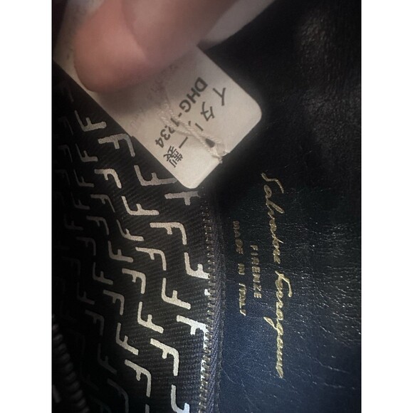 Salvatore Ferragamo Leather Dark Navy Blue Vintage Shoulder Bag F Logo